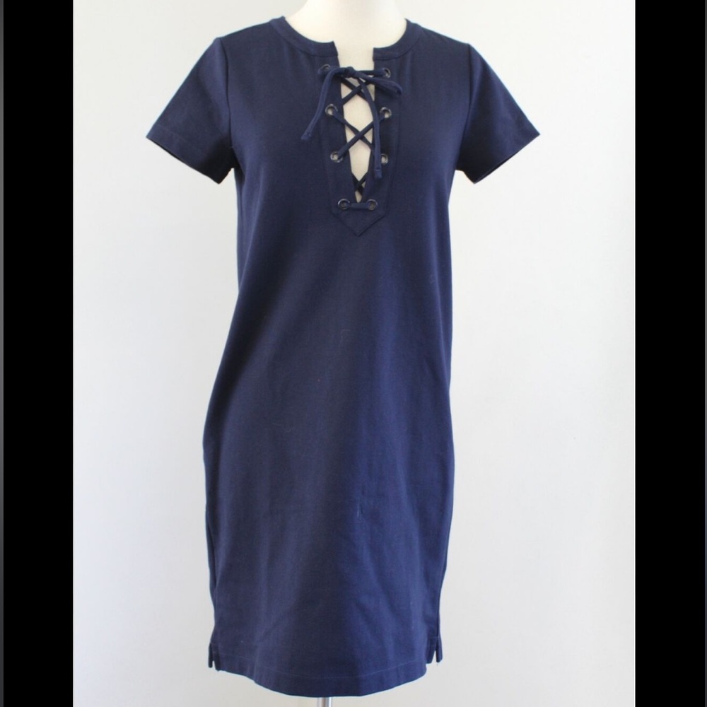 Ronni Nicole Blue/Purple Tie Up Short Sleeve Women’s Dress